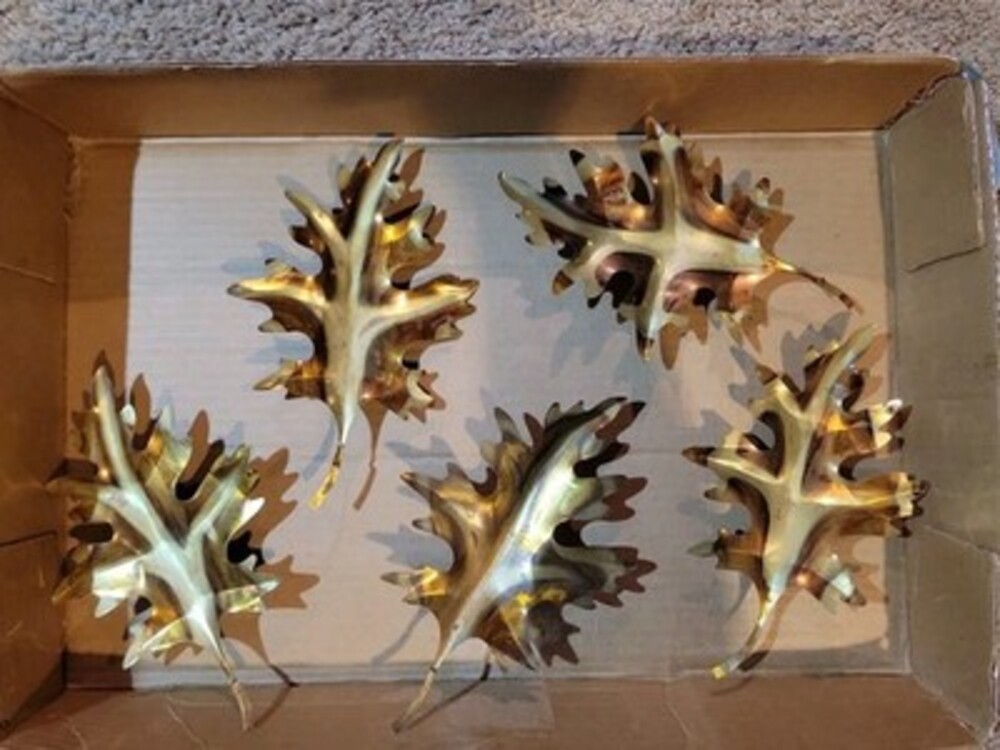 5x Vintage Brass Copper MCM Oak Leaf Metal Wall Decor Homeco
